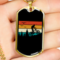 Biking In The Mountain Cycling Necklace Stainless Steel or 18k Gold Dog Tag 24"-Express Your Love Gifts