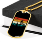 Biking In The Mountain Cycling Necklace Stainless Steel or 18k Gold Dog Tag 24"-Express Your Love Gifts