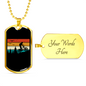Biking In The Mountain Cycling Necklace Stainless Steel or 18k Gold Dog Tag 24"-Express Your Love Gifts