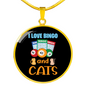 Bingo And Cats Circle Necklace Stainless Steel or 18k Gold 18-22"-Express Your Love Gifts