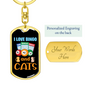 Bingo And Cats Keychain Stainless Steel or 18k Gold Dog Tag Keyring-Express Your Love Gifts