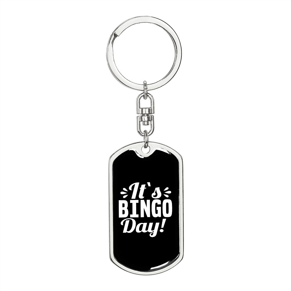 Bingo Day! Mom Keychain Stainless Steel or 18k Gold Dog Tag Keyring-Express Your Love Gifts