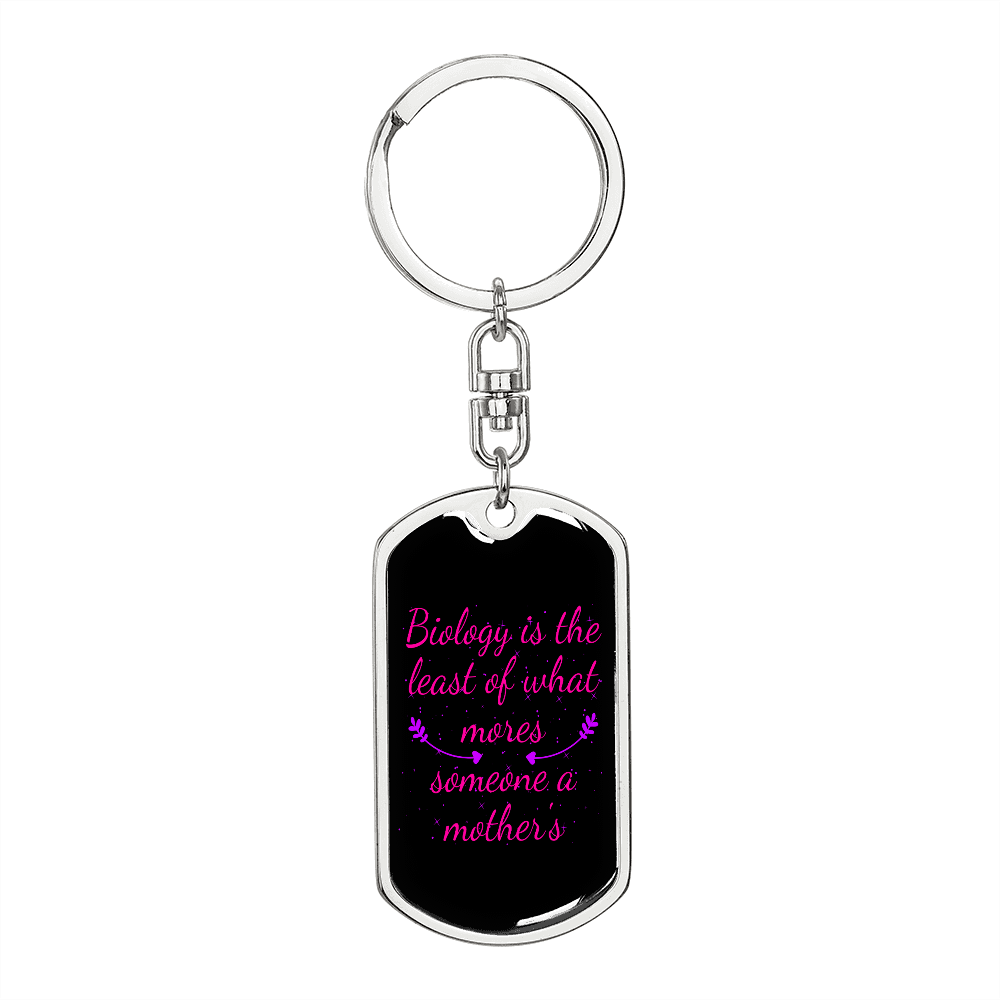 Biology Mom Keychain Stainless Steel or 18k Gold Dog Tag Keyring-Express Your Love Gifts