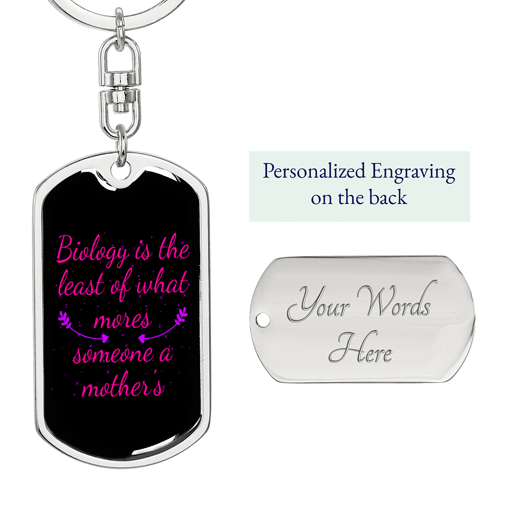 Biology Mom Keychain Stainless Steel or 18k Gold Dog Tag Keyring-Express Your Love Gifts