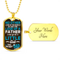 Birthday Daughter To Dad Necklace Stainless Steel or 18k Gold Dog Tag 24" Chain-Express Your Love Gifts