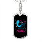 Birthday Mermaid Mommy Keychain Stainless Steel or 18k Gold Dog Tag Keyring-Express Your Love Gifts