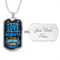 Birthday One Wife To Husband Necklace Stainless Steel or 18k Gold Dog Tag 24" Chain-Express Your Love Gifts