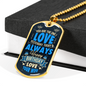 Birthday One Wife To Husband Necklace Stainless Steel or 18k Gold Dog Tag 24" Chain-Express Your Love Gifts