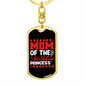 Birthday Princess Mom Keychain Stainless Steel or 18k Gold Dog Tag Keyring-Express Your Love Gifts
