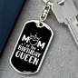 Birthday Queen Mom Keychain Stainless Steel or 18k Gold Dog Tag Keyring-Express Your Love Gifts