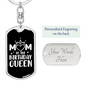 Birthday Queen Mom Keychain Stainless Steel or 18k Gold Dog Tag Keyring-Express Your Love Gifts