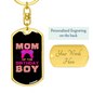 Birthday's Boy Mom Pink Keychain Stainless Steel or 18k Gold Dog Tag Keyring-Express Your Love Gifts
