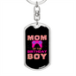 Birthday's Boy Mom Pink Keychain Stainless Steel or 18k Gold Dog Tag Keyring-Express Your Love Gifts