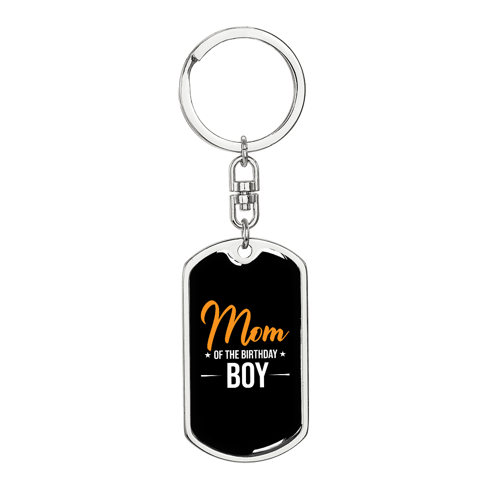 Birthday's Boy Mom Yellow Keychain Stainless Steel or 18k Gold Dog Tag Keyring-Express Your Love Gifts