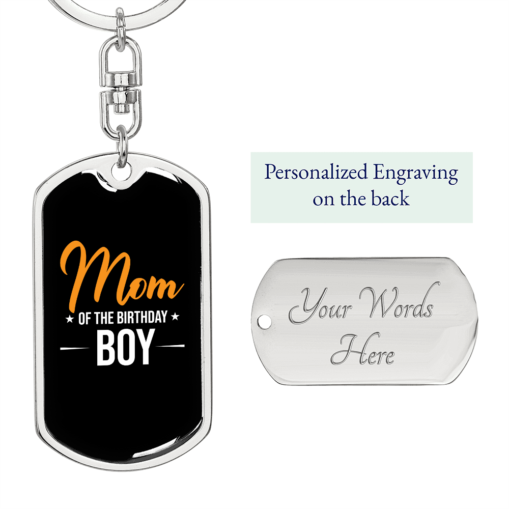 Birthday's Boy Mom Yellow Keychain Stainless Steel or 18k Gold Dog Tag Keyring-Express Your Love Gifts