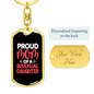 Bisexual Daughter Proud Mom Keychain Stainless Steel or 18k Gold Dog Tag Keyring-Express Your Love Gifts