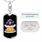 Bitcoin Baby Astronaut Crypto Keychain Stainless Steel or 18k Gold Dog Tag Keyring-Express Your Love Gifts