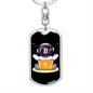 Bitcoin Baby Astronaut Crypto Keychain Stainless Steel or 18k Gold Dog Tag Keyring-Express Your Love Gifts
