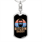 Bitcoin Bearded Daddy Crypto Keychain Stainless Steel or 18k Gold Dog Tag Keyring-Express Your Love Gifts