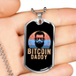 Bitcoin Bearded Daddy Cyrpto Crypto Necklace Stainless Steel or 18k Gold Dog Tag 24" Chain-Express Your Love Gifts