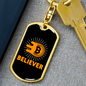 Bitcoin Believer Crypto Keychain Stainless Steel or 18k Gold Dog Tag Keyring-Express Your Love Gifts