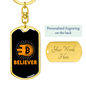 Bitcoin Believer Crypto Keychain Stainless Steel or 18k Gold Dog Tag Keyring-Express Your Love Gifts