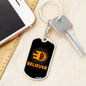 Bitcoin Believer Crypto Keychain Stainless Steel or 18k Gold Dog Tag Keyring-Express Your Love Gifts