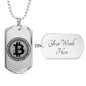 Bitcoin Blockchain Necklace Stainless Steel or 18k Gold Dog Tag 24"-Express Your Love Gifts