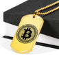 Bitcoin Blockchain Necklace Stainless Steel or 18k Gold Dog Tag 24"-Express Your Love Gifts