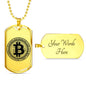 Bitcoin Blockchain Necklace Stainless Steel or 18k Gold Dog Tag 24"-Express Your Love Gifts