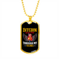 Bitcoin Blood Runs Through My Veins Crypto Necklace Stainless Steel or 18k Gold Dog Tag 24" Chain-Express Your Love Gifts