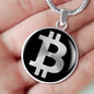 Bitcoin BTC Crypto Necklace Stainless Steel or 18k Gold Circle Pendant 18-22"-Express Your Love Gifts