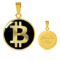 Bitcoin BTC Crypto Necklace Stainless Steel or 18k Gold Circle Pendant 18-22"-Express Your Love Gifts