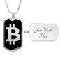 Bitcoin BTC Crypto Necklace Stainless Steel or 18k Gold Dog Tag 24"-Express Your Love Gifts