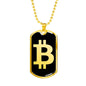 Bitcoin BTC Crypto Necklace Stainless Steel or 18k Gold Dog Tag 24"-Express Your Love Gifts