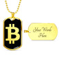 Bitcoin BTC Crypto Necklace Stainless Steel or 18k Gold Dog Tag 24"-Express Your Love Gifts
