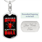 Bitcoin Bull Crypto Keychain Stainless Steel or 18k Gold Dog Tag Keyring-Express Your Love Gifts