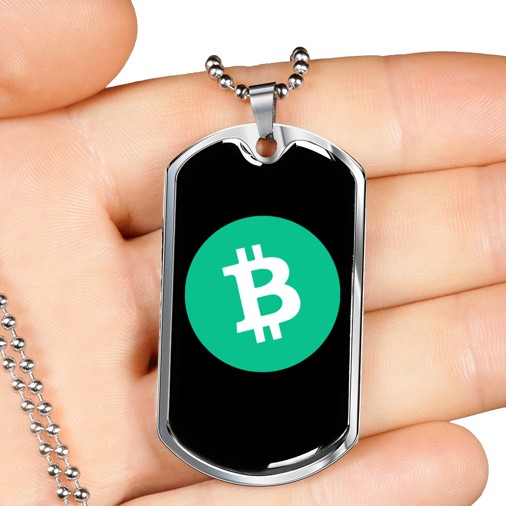 Bitcoin Cash BCH Crypto Necklace Stainless Steel or 18k Gold Dog Tag 24" Chain-Express Your Love Gifts