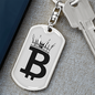 Bitcoin Crown Crypto Keychain Stainless Steel or 18k Gold Dog Tag Keyring-Express Your Love Gifts