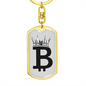 Bitcoin Crown Crypto Keychain Stainless Steel or 18k Gold Dog Tag Keyring-Express Your Love Gifts