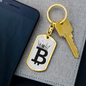 Bitcoin Crown Crypto Keychain Stainless Steel or 18k Gold Dog Tag Keyring-Express Your Love Gifts