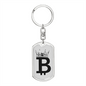 Bitcoin Crown Crypto Keychain Stainless Steel or 18k Gold Dog Tag Keyring-Express Your Love Gifts