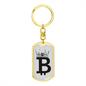 Bitcoin Crown Crypto Keychain Stainless Steel or 18k Gold Dog Tag Keyring-Express Your Love Gifts