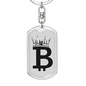 Bitcoin Crown Crypto Keychain Stainless Steel or 18k Gold Dog Tag Keyring-Express Your Love Gifts