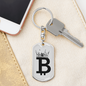 Bitcoin Crown Crypto Keychain Stainless Steel or 18k Gold Dog Tag Keyring-Express Your Love Gifts