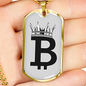 Bitcoin Crown Crypto Necklace Stainless Steel or 18k Gold Dog Tag 24" Chain-Express Your Love Gifts
