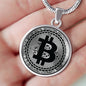Bitcoin Crypto Trader Necklace Stainless Steel or 18k Gold Circle Pendant 18-22"-Express Your Love Gifts