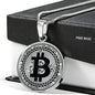 Bitcoin Crypto Trader Necklace Stainless Steel or 18k Gold Circle Pendant 18-22"-Express Your Love Gifts