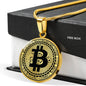 Bitcoin Crypto Trader Necklace Stainless Steel or 18k Gold Circle Pendant 18-22"-Express Your Love Gifts
