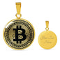 Bitcoin Crypto Trader Necklace Stainless Steel or 18k Gold Circle Pendant 18-22"-Express Your Love Gifts